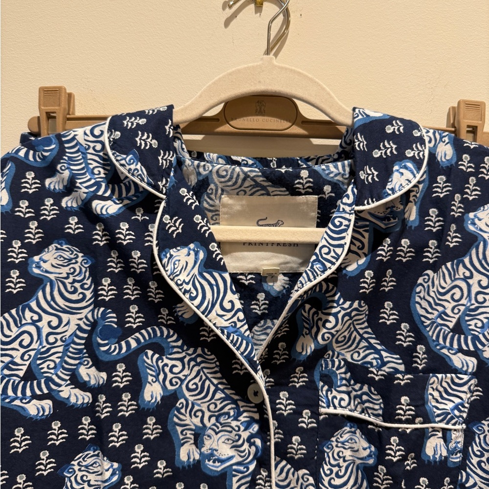 Printfresh 2pc Navy Tiger Queen Long PJ Set size Small - Picture 5 of 12